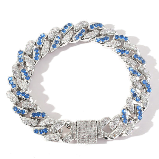 Hip Hop Bracelet with 12mm Aqua White Zirconia