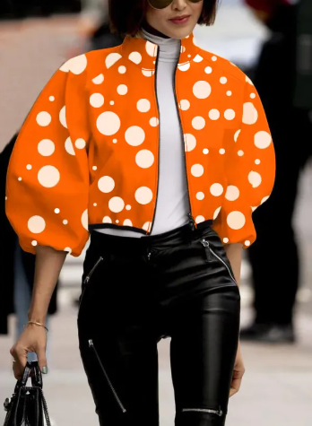Temperament Polka Dot Print Short Jacket