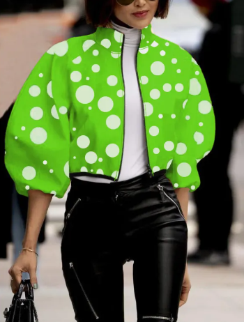Temperament Polka Dot Print Short Jacket