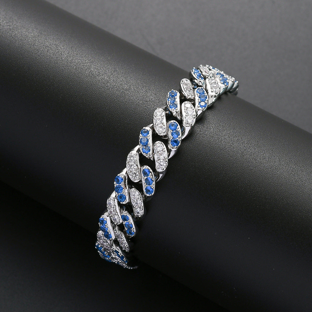 Hip Hop Bracelet with 12mm Aqua White Zirconia