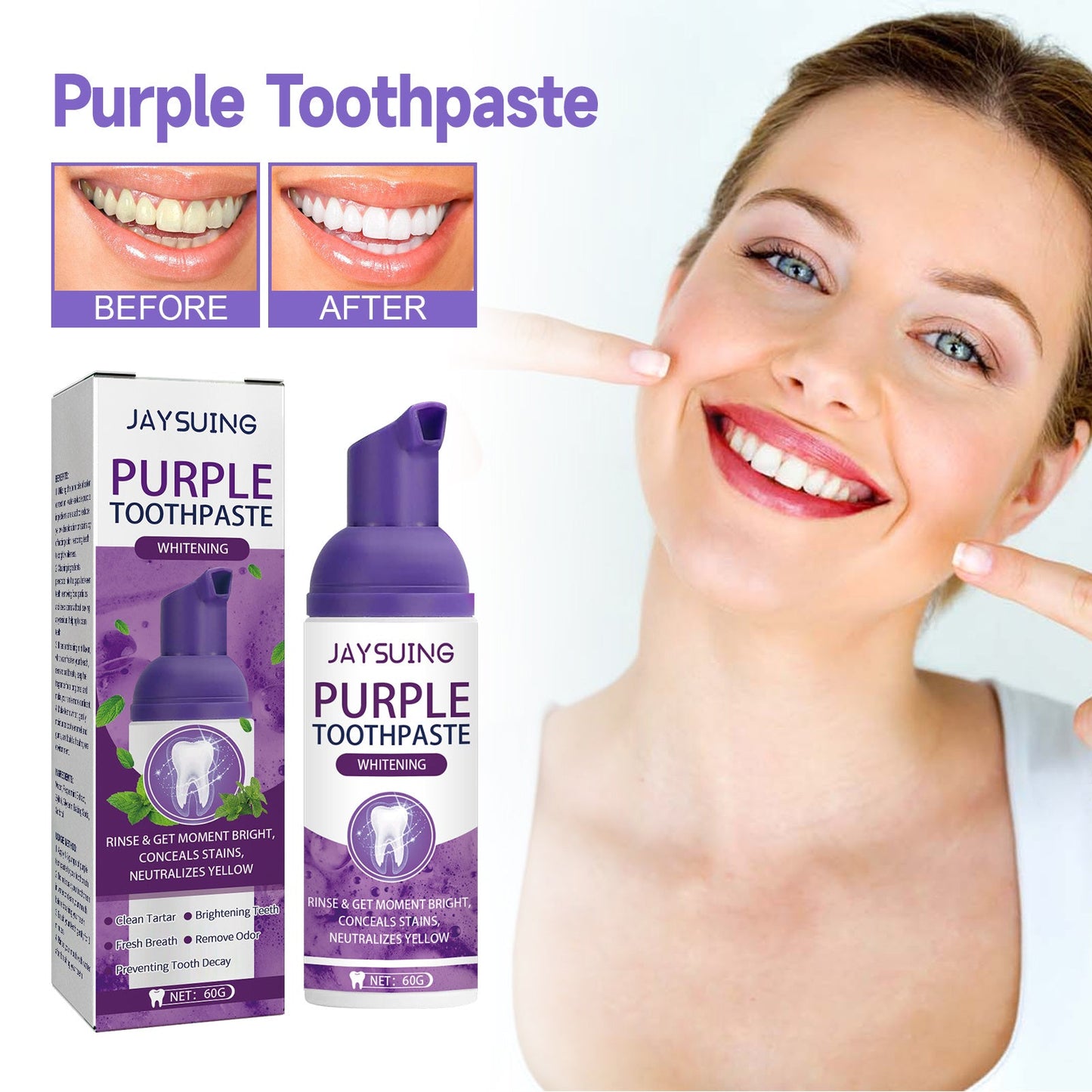 Jaysuing Purple Tooth Whitening Toothpaste