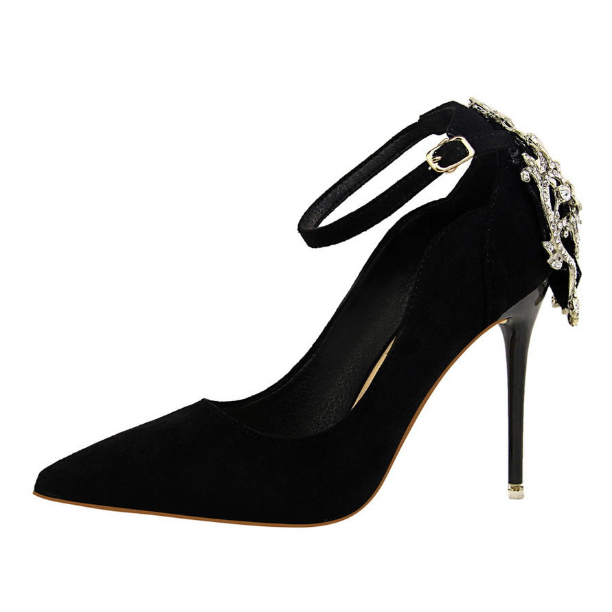 New Red Rhinestone High Heel Bridal Shoes for Spring