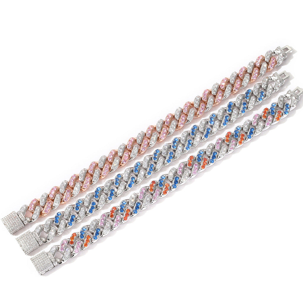 Hip Hop Bracelet with 12mm Aqua White Zirconia