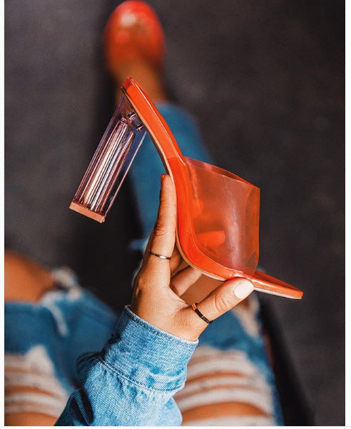 Stylish High Heel Crystal Slippers for Women