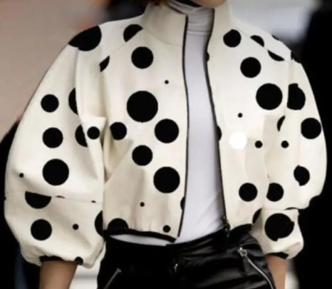 Temperament Polka Dot Print Short Jacket