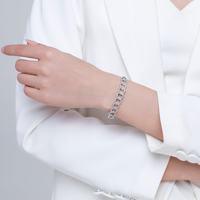 S925 Silver Bar Necklace and Bracelet Set for Women