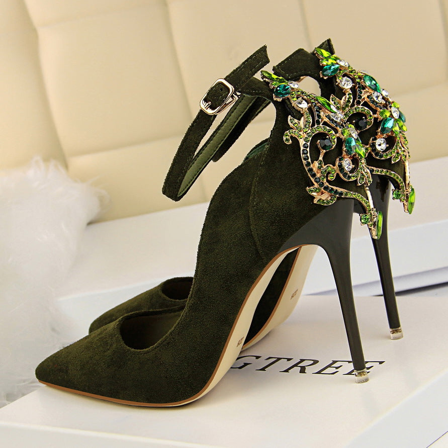 New Red Rhinestone High Heel Bridal Shoes for Spring