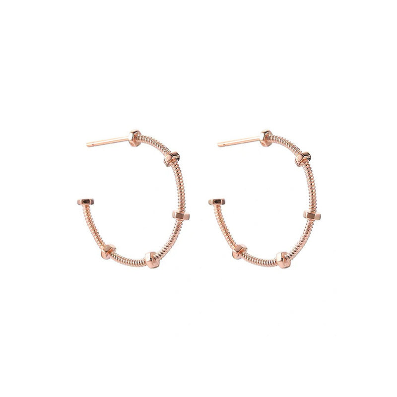 Geometric Hollow Metal Hoop Earrings in Silver